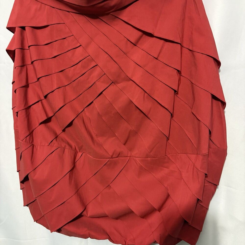 Tracy Reese Red Strapless Pleated Bubble Dress Sz 8 Architectural Artsy Cocktail - Picture 3 of 12